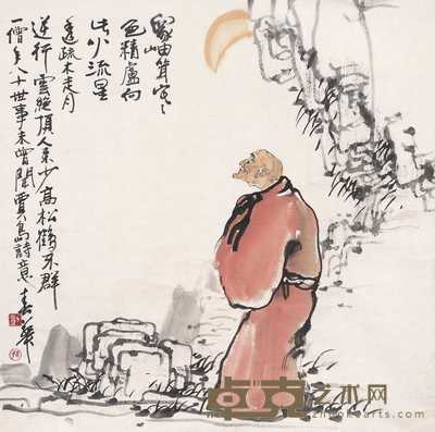 刘春华 月下僧 镜心 68×68cm